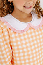 Load image into Gallery viewer, Maude's Ruffle Cassidy Crewneck - Seashore Sherbet Gingham w/ White Collar
