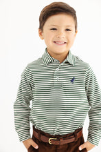 Load image into Gallery viewer, Prim &amp; Proper Polo - Grier Green &amp; Palmetto Pearl Stripe - Long Sleeve
