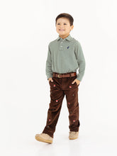 Load image into Gallery viewer, Prim &amp; Proper Polo - Grier Green &amp; Palmetto Pearl Stripe - Long Sleeve

