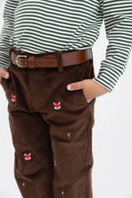 Load image into Gallery viewer, Critter Prep School Pant - Chelsea Chocolate w/ Fox Embroidery
