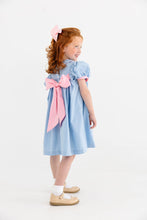 Load image into Gallery viewer, Mary Dal Dress - Barrington Blue w/ Sandpearl Pink - Pumpkin Smocking
