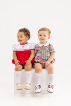 Load image into Gallery viewer, Cindy Lou Sash Bubble - White w/ Richmond Red - Christmas Tree Embroidery - Broadcloth
