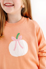 Load image into Gallery viewer, Isabelle's Intarsia Sweater - Seashore Sherbet w/ Pumpkin &amp; Bow
