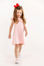 Load image into Gallery viewer, Angel Sleeve Biltmore Dress - Sandpearl Pink w/ Rosebud Embroidery

