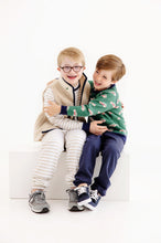 Load image into Gallery viewer, Cassidy and Gates Sweat Set - Keeneland Khaki Stripe w/ Navy
