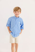 Load image into Gallery viewer, Dean's List Dress Shirt - Sunrise Blvd Blue Mini Gingham - Rolled Sleeves
