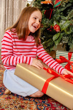 Load image into Gallery viewer, Reece Ruffle Sweater - Richmond Red &amp; Pier Party Pink Stripe
