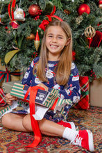 Load image into Gallery viewer, Cassidy Comfy Crewneck Dress - Keeping Spirits Bright (Navy) - Quilted
