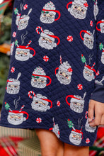 Load image into Gallery viewer, Cassidy Comfy Crewneck Dress - Keeping Spirits Bright (Navy) - Quilted
