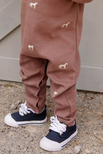 Load image into Gallery viewer, Rayburn Romper - Gray Bay Brown w/ Horses Embroidery - Pima
