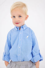 Load image into Gallery viewer, Dean's List Dress Shirt - Sunrise Blvd Blue Mini Gingham - Rolled Sleeves
