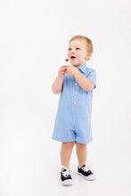Load image into Gallery viewer, Sir Proper's Romper - Sunrise Blvd Blue Mini Gingham
