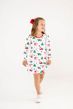 Load image into Gallery viewer, Penny's Play Dress - I Want a Hippopotamus w/ Richmond Red - Long Sleeve
