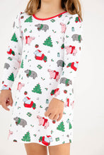 Load image into Gallery viewer, Penny's Play Dress - I Want a Hippopotamus w/ Richmond Red - Long Sleeve
