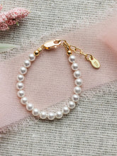 Load image into Gallery viewer, 14K Gold-plated or Sterling Silver Pearl Bracelet - 1-5 Years or 6-12 Years
