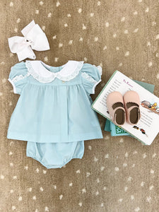 Mary Baker Bloomer Set - Old Greenwich Green w/ Worth Ave White - Broadcloth
