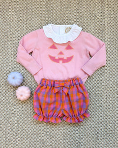 Isabelle's Intarsia Sweater - Sandpearl Pink w/ Pumpkin Face