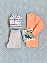 Load image into Gallery viewer, Prim &amp; Proper Polo - Buckhead Blue, Palmetto Pearl, &amp; Gray Bay Brown Stripe
