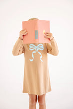 Load image into Gallery viewer, Eliza's Appliqué Dress - Cape Elizabeth Camel w/ Blue Bow
