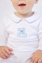 Load image into Gallery viewer, Robbins Romper - White w/ Buckhead Blue - Bear
