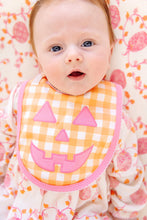 Load image into Gallery viewer, Burp Me Bib - Seashore Sherbet Gingham w/ Hamptons Hot Pink - Jack O Lantern
