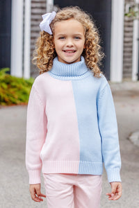 Townsend Turtleneck Sweater - Palm Beach Pink & Beale Street Blue - Colorblock