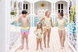 Country Club Colorblock Trunk - Lake Worth Yellow, Brookline Blue, & Hamptons Hot Pink