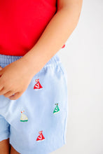 Load image into Gallery viewer, Critter Sheffield Shorts - Beale Street Blue w/ Sailboats Embroidery
