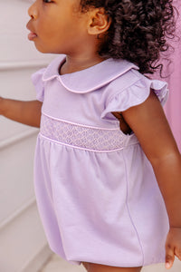 Banbury Bubble - Lauderdale Lavender w/ Palm Beach Pink Smocking - Angel Sleeve