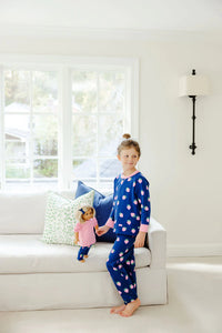 Cassidy Comfy Crewneck - Sanibel Strawberry (Navy) w/ Hamptons Hot Pink