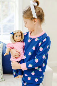 Cassidy Comfy Crewneck - Sanibel Strawberry (Navy) w/ Hamptons Hot Pink