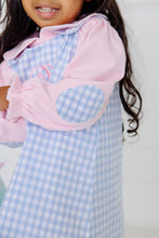 Load image into Gallery viewer, Emma&#39;s Elbow Patch Top - Palm Beach Pink w/ Beale Street Blue Gingham
