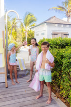 Load image into Gallery viewer, St. Lucia Swimsuit - Hanover Handblock Blue w/ Palm Beach Pink
