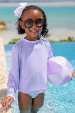 Load image into Gallery viewer, Winnie's Wave Spotter Swim Shirt - Lauderdale Lavender w/ Worth Ave White - Keyhole - UPF
