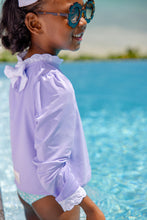 Load image into Gallery viewer, Winnie's Wave Spotter Swim Shirt - Lauderdale Lavender w/ Worth Ave White - Keyhole - UPF
