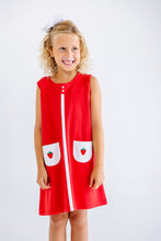 Load image into Gallery viewer, Peggy's Pocket Dress - Richmond Red w/ White - Strawberries
