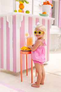Rosey Romper - Pink Willow Windowpane - Smocked - Woven