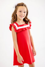 Load image into Gallery viewer, Darla Dress - Richmond Red w/ Worth Ave White
