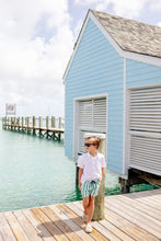 Load image into Gallery viewer, Dean's List Dress Shirt - Worth Ave White w/ Buckhead Blue and Kiawah Kelly Green Tab - Short Sleeve
