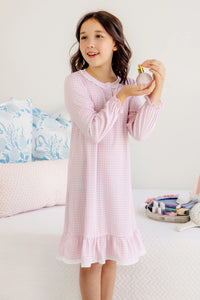 Marnie Morning Gown - Palm Beach Pink Gingham - Long Sleeve