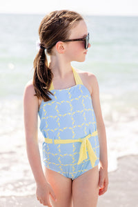 Palm Beach Bathing Suit - Sapodilla School of Fish w/ Lake Worth Yellow