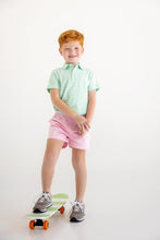 Load image into Gallery viewer, Prim &amp; Proper Polo - Sumner County Stripe - Grace Bay Green w/ Blue and White
