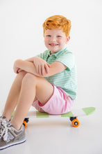 Load image into Gallery viewer, Prim &amp; Proper Polo - Sumner County Stripe - Grace Bay Green w/ Blue and White
