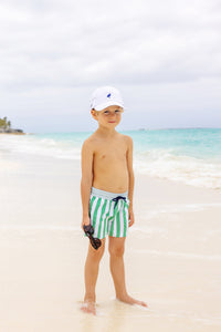 Turtle Bay Swim Trunks - Kiawah Kelly Green Stripe w/ Buckhead Blue