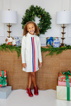 Load image into Gallery viewer, Tatum&#39;s Turtleneck Dress - Palmetto Pearl with Nantucket Navy &amp; Richmond Red Stripe
