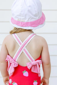 Hollingsworth Hat - Worth Ave White w/ Hamptons Hot Pink - Broadcloth