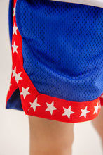 Load image into Gallery viewer, Prepletic™ Sheppy Shorts - Rockefeller Royal w/ Richmond Red - White Stars - Boys'
