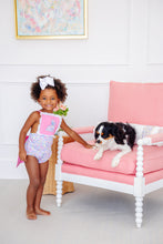 Load image into Gallery viewer, Sally Sunsuit - Briar Patch Petals w/ Hamptons Hot Pink - Dog Appliqué
