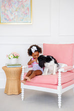 Load image into Gallery viewer, Sally Sunsuit - Briar Patch Petals w/ Hamptons Hot Pink - Dog Appliqué
