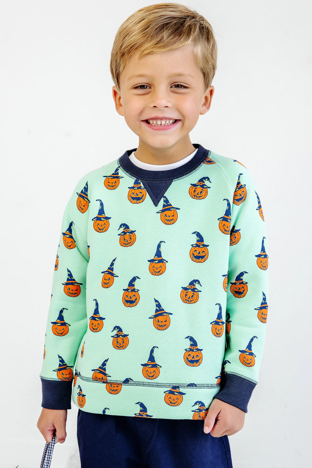 Cassidy Comfy Crewneck - Olde Jolly Jack O Lantern w/ Nantucket Navy